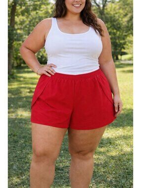 All In Motion Size XXL Women's High Rise Woven Perforated 3" Inseam Shorts, Red